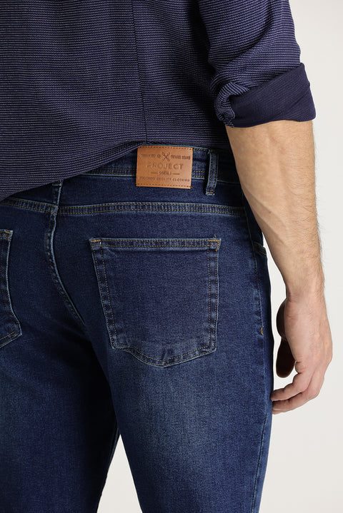 Medium Dark Blue Slim Fit Stretch Denim Pants