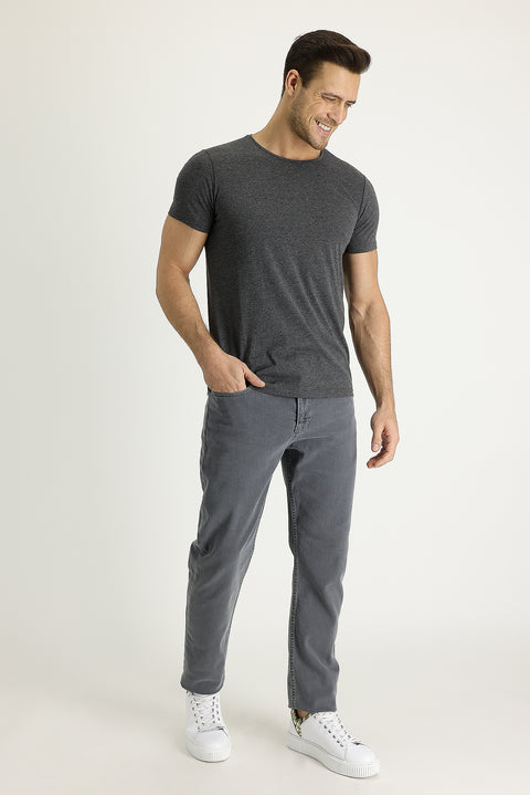Medium Gray Slim Fit Stretch Denim Pants