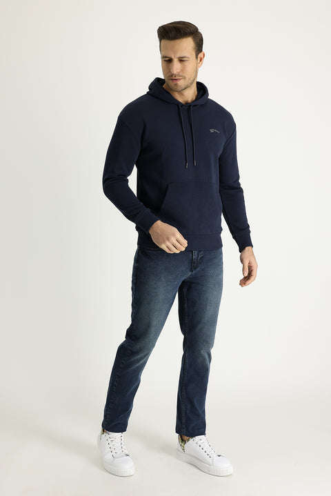 Dark Blue Regular Fit Standard Cut Lycra Denim Jeans