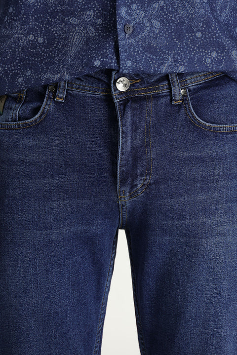 Blue Super Slim Fit Extra Narrow Cut Lycra Denim Pants