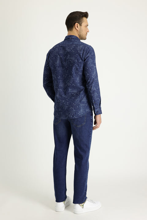 Blue Super Slim Fit Extra Narrow Cut Lycra Denim Pants