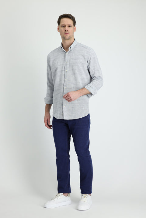 Dark Navy Regular Fit Standard Cut Lycra Denim Trousers