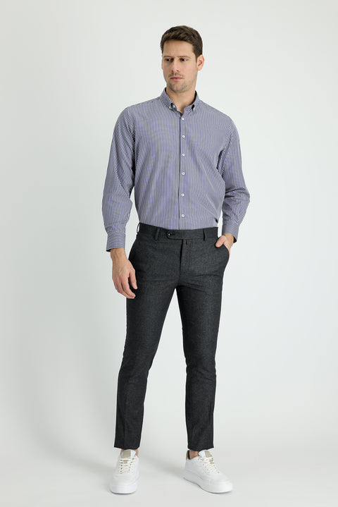 Açık Füme 7 Drop Super Slim Fit Eksra Dar Kesim Desenli Klasik Kumaş Pantolon