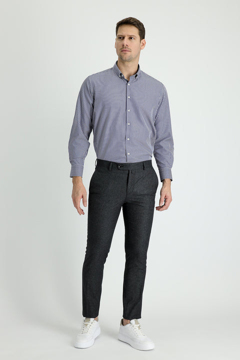 Açık Füme 7 Drop Super Slim Fit Eksra Dar Kesim Desenli Klasik Kumaş Pantolon