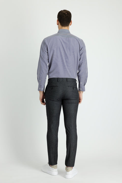Açık Füme 7 Drop Super Slim Fit Eksra Dar Kesim Desenli Klasik Kumaş Pantolon