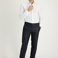Koyu Füme 7 Drop Slim Fit Dar Kesim Klasik Desenli Kumaş Pantolon