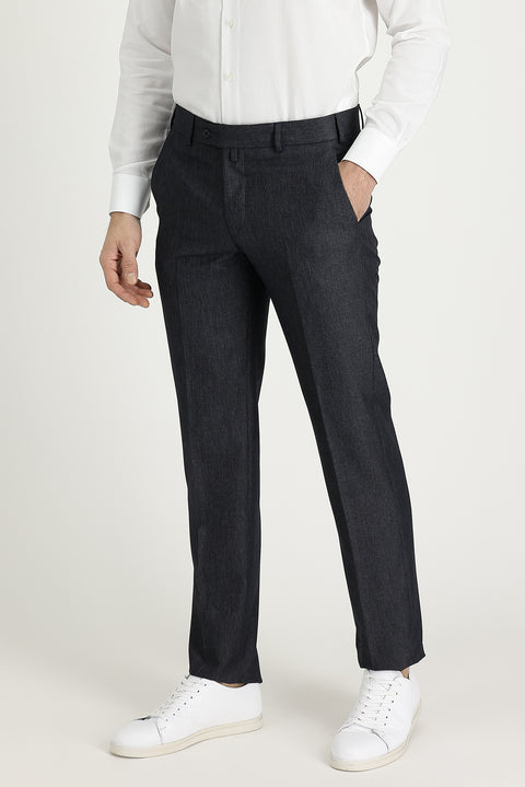 Koyu Füme 7 Drop Slim Fit Dar Kesim Klasik Desenli Kumaş Pantolon