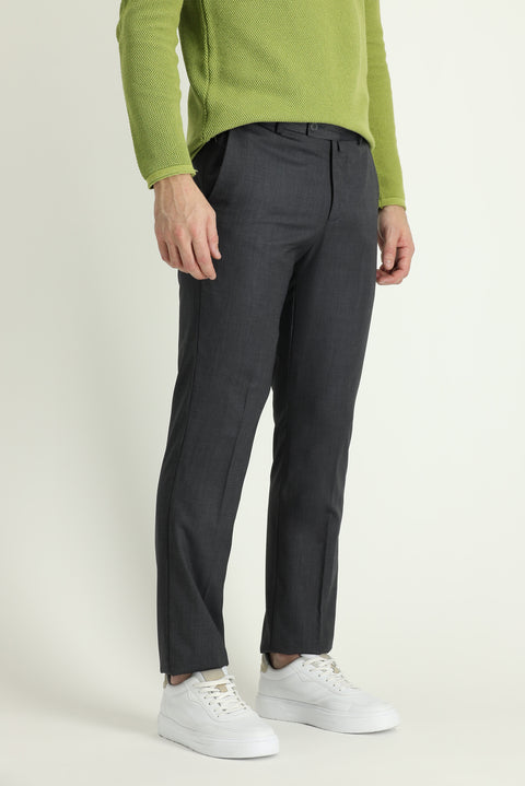 Dark Anthracite 6 Drop Regular Fit Classic Patterned Fabric Trousers