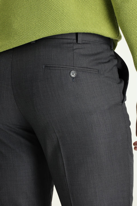 Dark Anthracite 6 Drop Regular Fit Classic Patterned Fabric Trousers