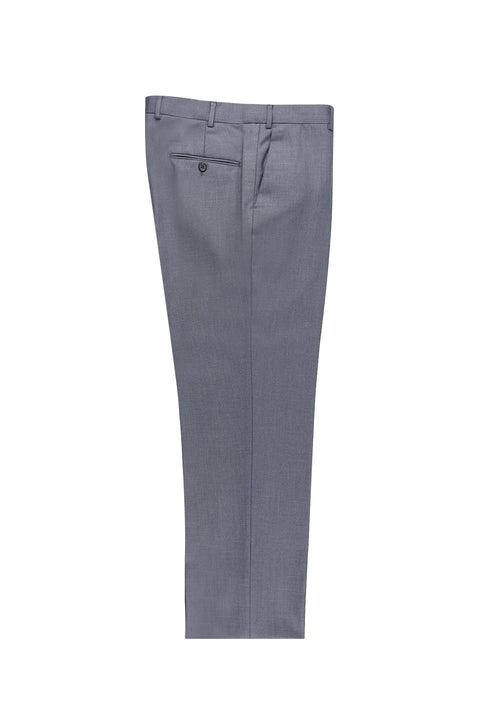 Medium Grey 4 Drop Relaxed Fit Patterned Classic Fabric Trousers