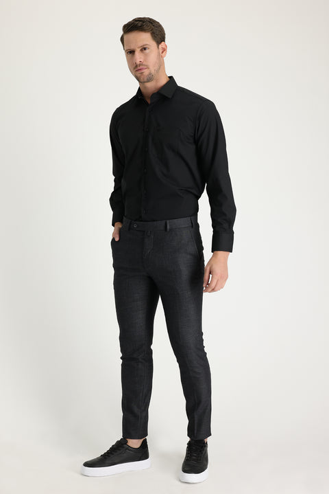 Marengo 7 Drop Super Slim Fit Extra Narrow Cut Patterned Lycra Classic Fabric Trousers