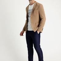 Medium Navy 7 Drop Super Slim Fit Extra Narrow Cut Patterned Lycra Classic Fabric Trousers