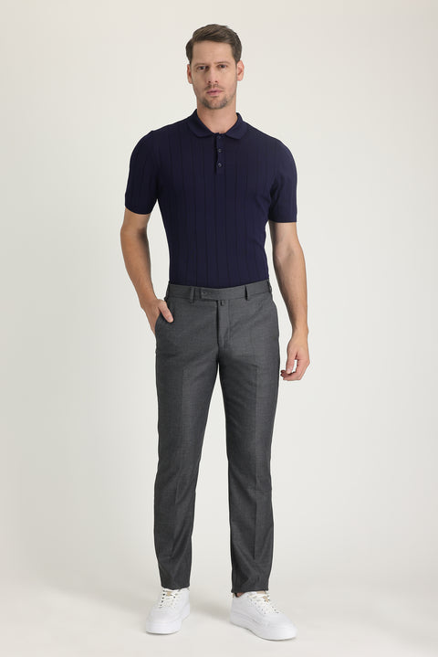 Light Smoke 6 Drop Regular Fit Standard Cut Lycra Classic Fabric Trousers