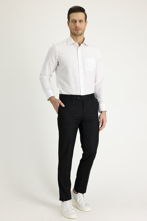 Black 4-Drop Relaxed Fit Classic Fabric Trousers