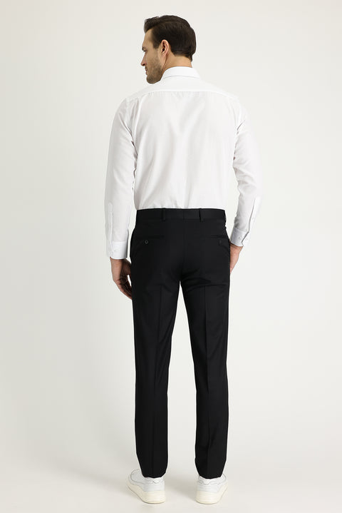Black 4-Drop Relaxed Fit Classic Fabric Trousers