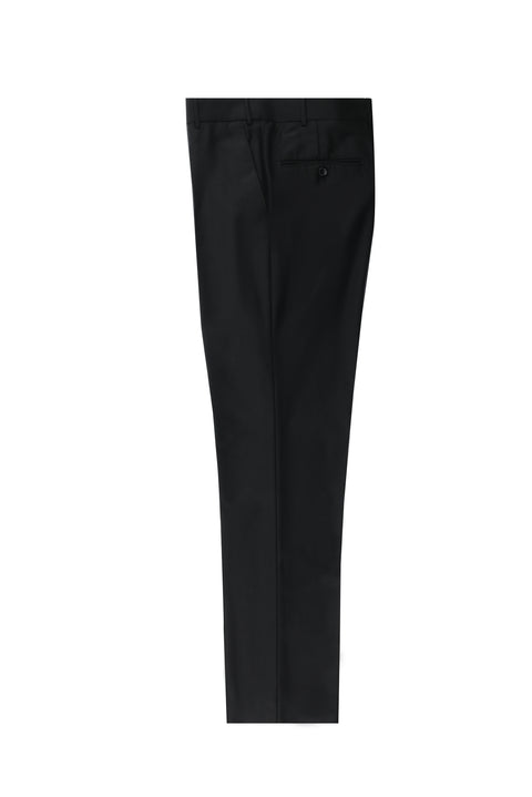Black 6 Drop Regular Fit Standard Cut Classic Fabric Trousers
