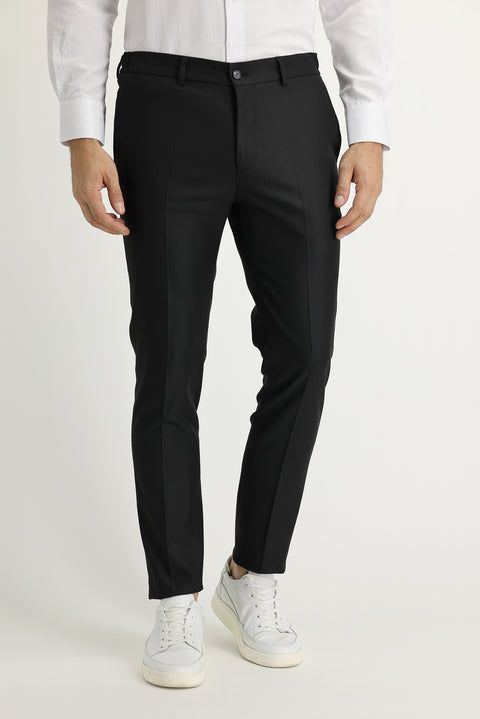 Black 7 Drop Super Slim Fit Extra Narrow Cut Lycra Fabric Trousers