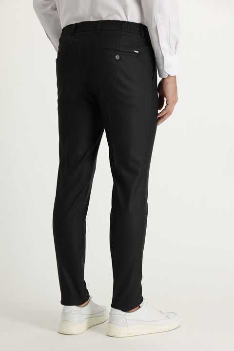 Black 7 Drop Super Slim Fit Extra Narrow Cut Lycra Fabric Trousers
