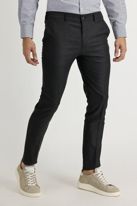 Medium Grey 7 Drop Super Slim Fit Extra Narrow Cut Lycra Fabric Trousers
