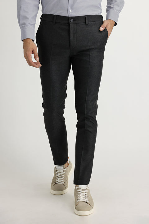 Medium Grey 7 Drop Super Slim Fit Extra Narrow Cut Lycra Fabric Trousers
