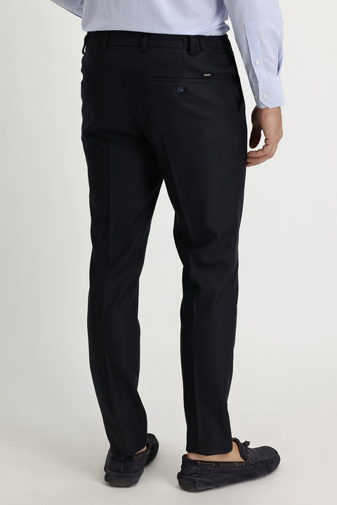 Black Navy 7 Drop Super Slim Fit Extra Narrow Cut Lycra Fabric Trousers