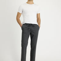 Medium Grey 7 Drop Slim Fit Narrow Cut Elastic Waist Drawstring Patterned Lycra Fabric Trousers