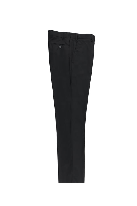 Black 6 Drop Regular Fit Standard Cut Lycra Classic Fabric Trousers