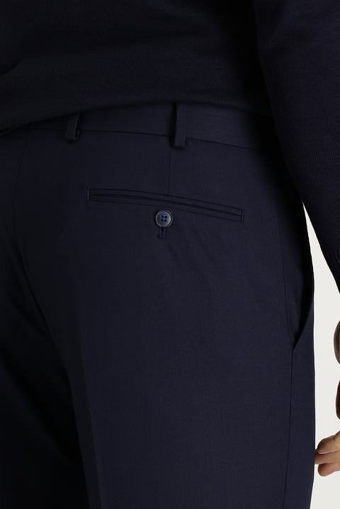 Dark Navy 4 Drop Relaxed Fit Lycra Classic Fabric Trousers