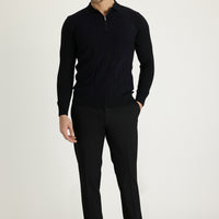 Black 4 Drop Relaxed Fit Lycra Classic Fabric Trousers
