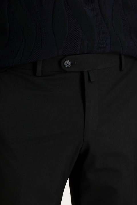Black 4 Drop Relaxed Fit Lycra Classic Fabric Trousers