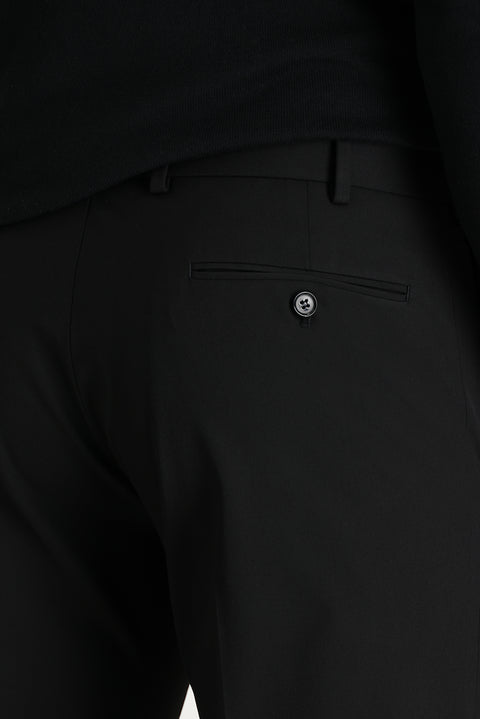 Black 4 Drop Relaxed Fit Lycra Classic Fabric Trousers