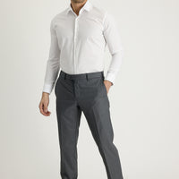 Medium Grey 6 Drop Regular Fit Standard Cut Lycra Classic Fabric Trousers