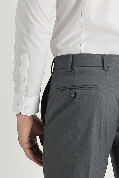 Medium Grey 6 Drop Regular Fit Standard Cut Lycra Classic Fabric Trousers