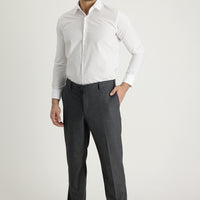 Medium Grey 4 Drop Relaxed Fit Lycra Classic Fabric Trousers