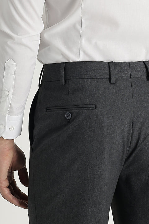 Medium Grey 4 Drop Relaxed Fit Lycra Classic Fabric Trousers