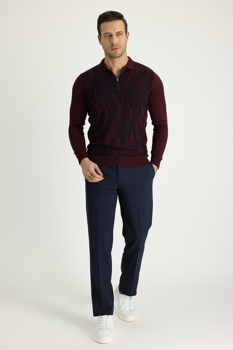 Dark Navy 6 Drop Regular Fit Standard Cut Lycra Classic Fabric Trousers