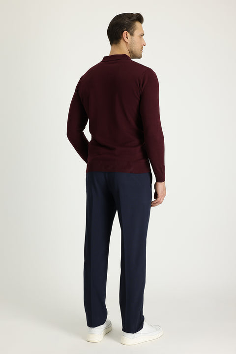 Dark Navy 6 Drop Regular Fit Standard Cut Lycra Classic Fabric Trousers