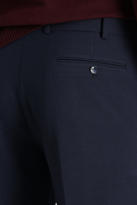 Dark Navy 6 Drop Regular Fit Standard Cut Lycra Classic Fabric Trousers