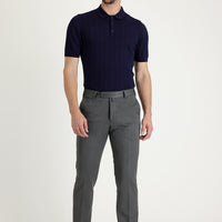 Light Grey 7 Drop Slim Fit Narrow Cut Lycra Classic Fabric Trousers