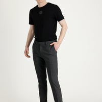 Dark Gray 7 Drop Super Slim Fit Extra Narrow Cut Lycra Classic Fabric Trousers