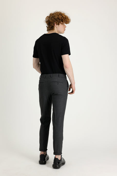 Dark Gray 7 Drop Super Slim Fit Extra Narrow Cut Lycra Classic Fabric Trousers