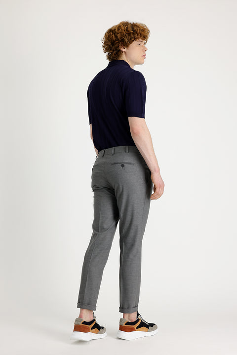 Medium Grey 7 Drop Super Slim Fit Extra Narrow Cut Lycra Classic Fabric Trousers