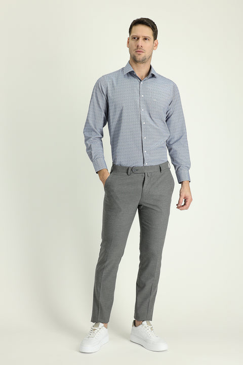 Medium Grey 7 Drop Super Slim Fit Extra Narrow Cut Lycra Classic Fabric Trousers