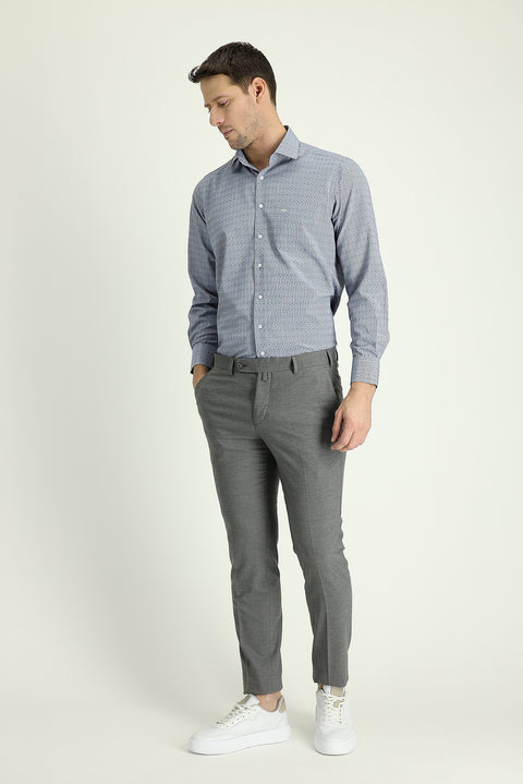 Medium Grey 7 Drop Super Slim Fit Extra Narrow Cut Lycra Classic Fabric Trousers