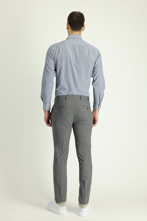 Medium Grey 7 Drop Super Slim Fit Extra Narrow Cut Lycra Classic Fabric Trousers