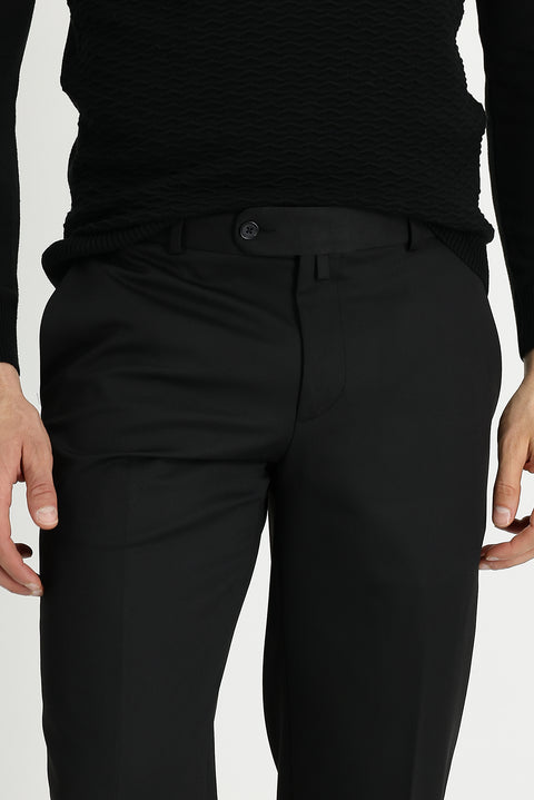 Black 7 Drop Slim Fit Narrow Cut Lycra Classic Fabric Trousers