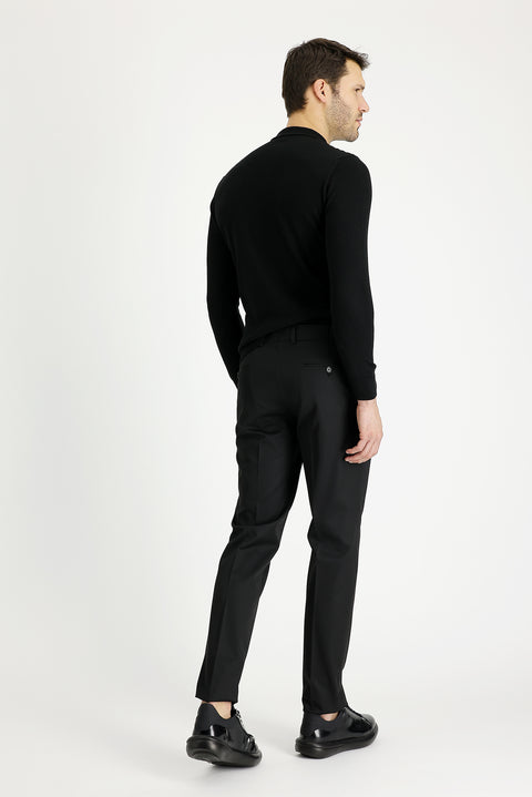Black 7 Drop Slim Fit Narrow Cut Lycra Classic Fabric Trousers