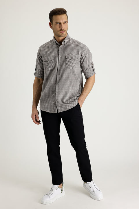 Black Relaxed Fit Cotton Canvas / Chino Trousers