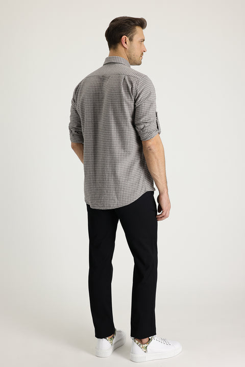 Black Slim Fit Stretch Cotton Canvas / Chino Trousers