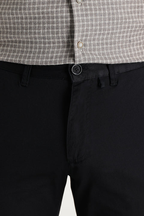 Black Slim Fit Stretch Cotton Canvas / Chino Trousers
